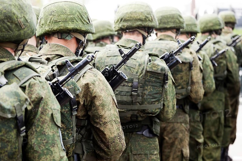 Army parade, military force uniform soldier row march