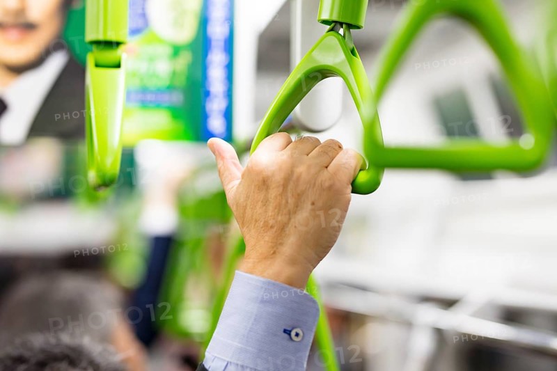 The handles in a train on the JR Yanamoto Line in Tokyo, Japan, Asia