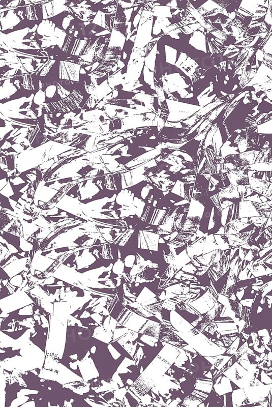 Abstract artwork with geometric shapes and sharp edges in a monochrome palette of white and purple