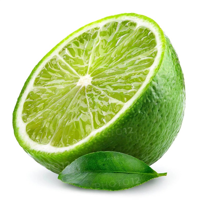 Lime with leaf isolated on white background. Clipping Paths