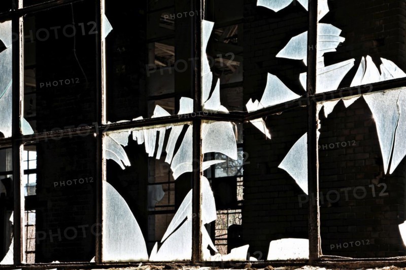 Destroyed window in a disused factory in Magdeburg