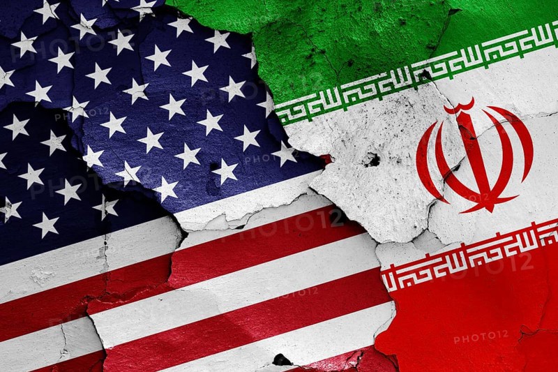Flags of USA and Iran