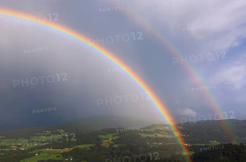 Double rainbow over the Inn Valley, Hall in Tyrol, Inn Valley, Tyrol, Austria, Europe