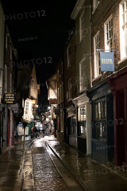 YORK, NORTH YORKSHIRE/UK - FEBRUARY 19 : View of buildings and architecture in the Shambles area of York, North Yorkshire on February 19, 2020. Unidentified people