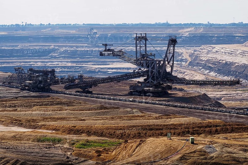 Large excavator in the Garzweiler open-cast lignite mine, Rhenish lignite mining area, Germany, Europe