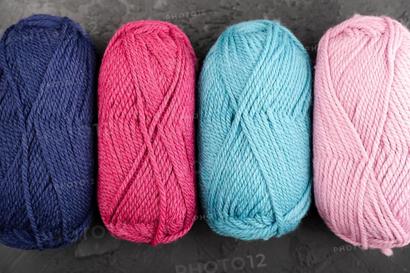 Flat lay colorful wool yarn
