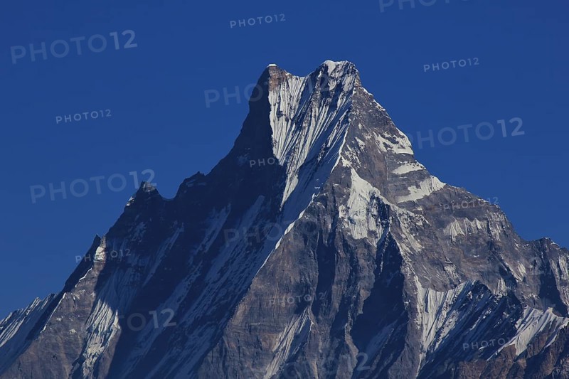 Mount Machapuchare, famous mountain of the Annapurna range, Nepal. View from Mohare Danda