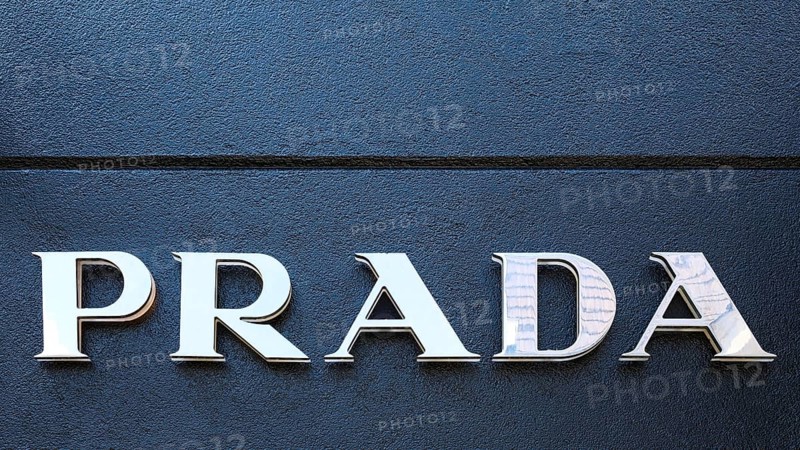 Logo of the Prada brand, Roermond, Netherlands