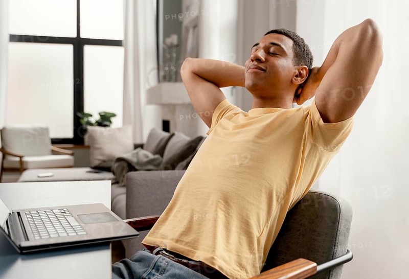 Portrait man home relaxing