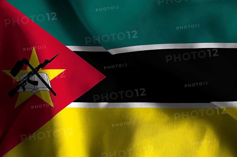 A ruffled fabric flag of Mozambique