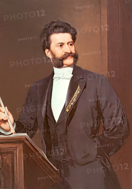 Johann Baptist Strauss II, 1825 – 1899, Austrian composer and violinist, 1879, digitally edited according to a painting by August Eisenmenger, 1888
