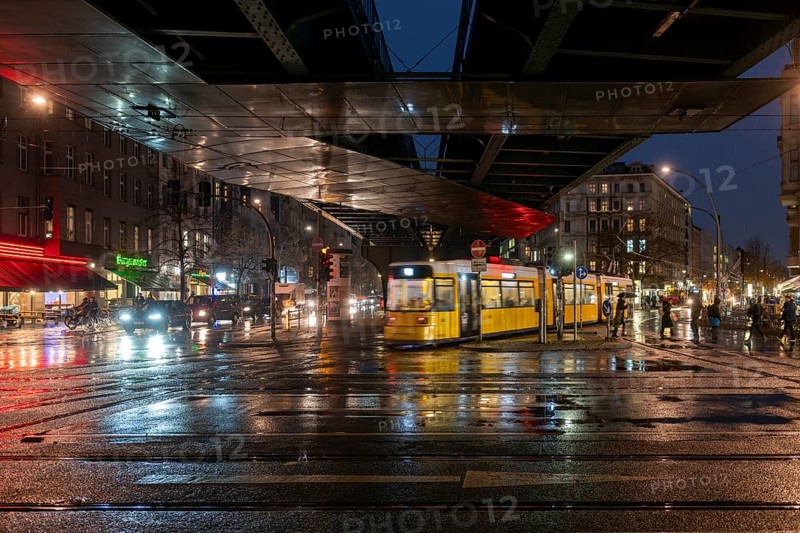 Germany, Berlin, 19.11.2024, Eberswalder Straße underground station, Schönhauser Allee, rainy weather, tram, Europe