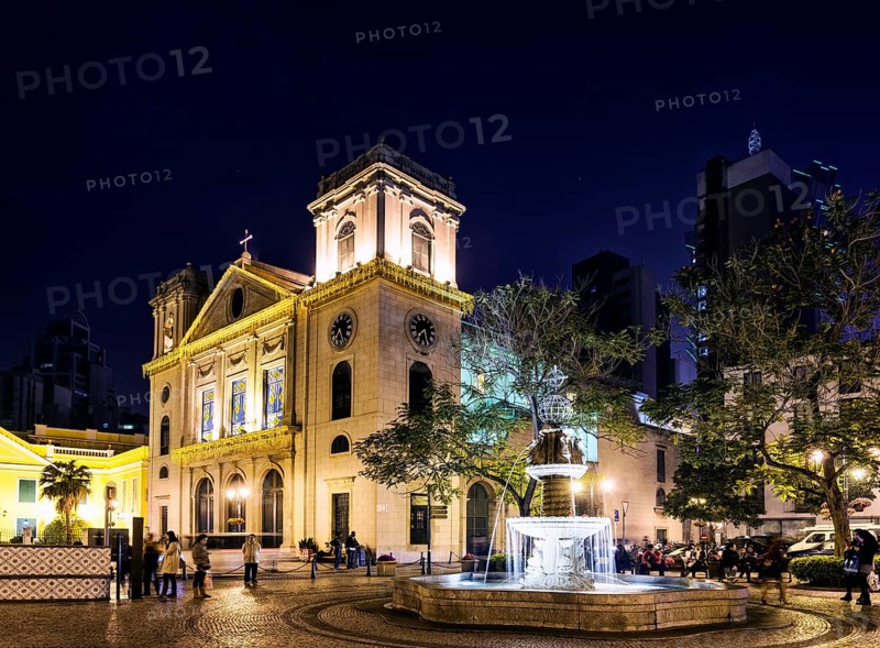 Portuguese old town colonial church square in central macao macau china
