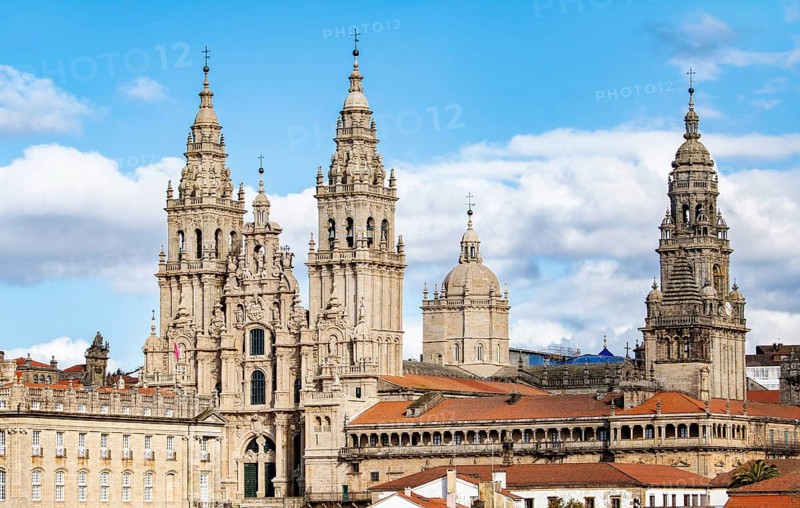 Santiago de Compostela cathedral view. Unesco World Heritage site. Galicia, Spain, Europe