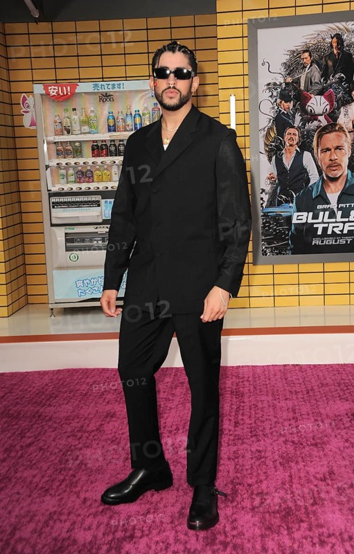 Bad Bunny at the Los Angeles premiere of 'Bullet Train' held at the Regency Village Theatre in Westwood, USA on August 1, 2022