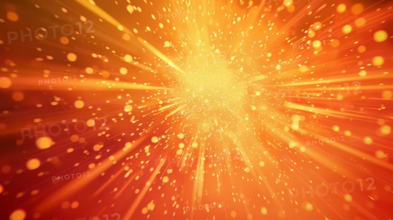 Warm orange abstract image with glowing defocused particles and radial bokeh effect creating vibrancy, ai generated, AI generated