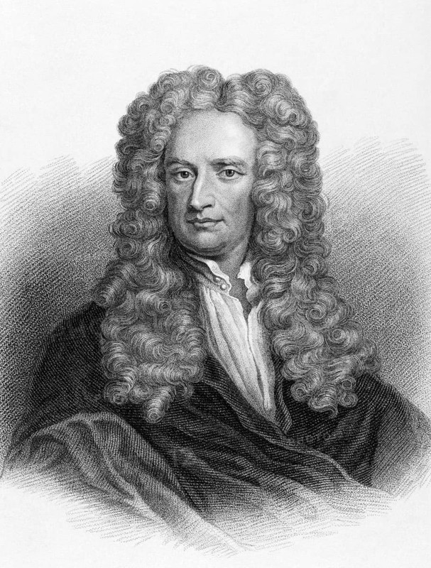 Isaac Newton (1643-1727) on engraving from the 1800s. One of the most influential scientists in history. Engraved by Freeman from the original painting by Sir Godfrey Kneller and published by Arch. Fullarton & Co Glasgow