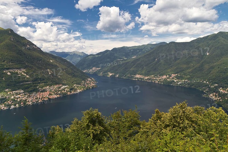 View of Lake Como, Italy, with the village of Moltrasio, Europe