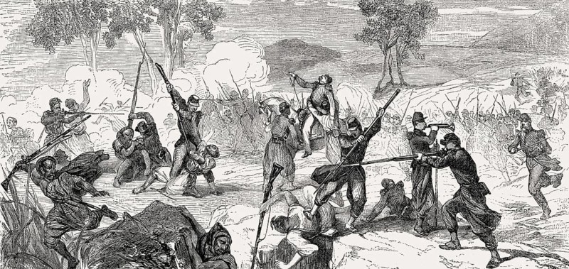 Kabyle people killed by French soldiers, battle of Icheriden, Algeria, 1857, Africa