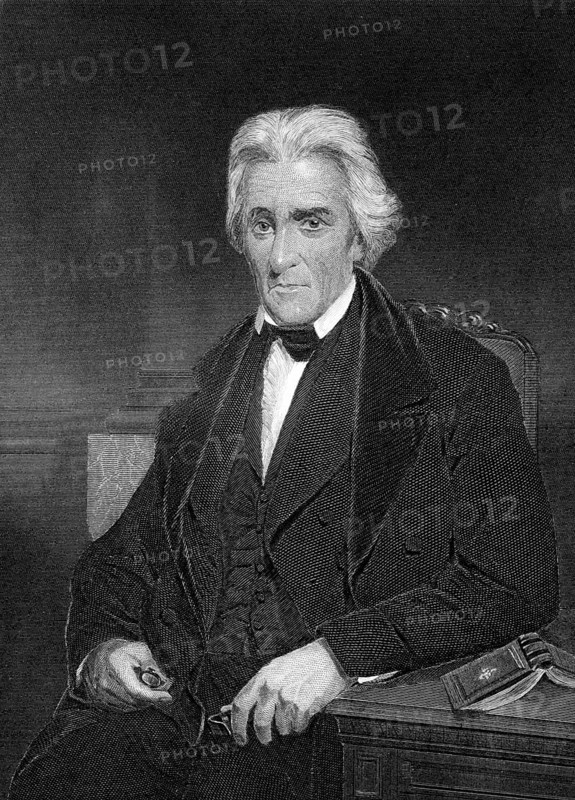 Andrew Jackson (1767-1845) on engraving from 1873. 7th President of the United States during 1829–1837. Engraved by unknown artist and published in Portrait Gallery of Eminent Men and Women with Biographies, USA, 1873, North America