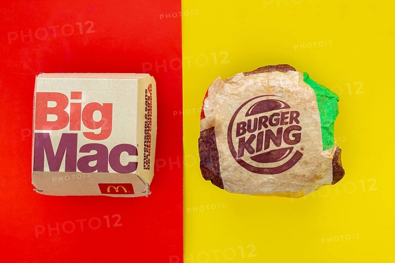 Calgary, Alberta. Canada. May 17, 2021. A Mcdonald's Big Mac and Burger King Whopper hamburgers. Concept: Top Hamburger Companies