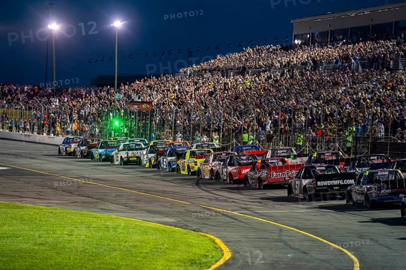 NASCAR Craftsman Truck series Driver, CARSON HOCEVAR (42) races for position for the TSport 200 at the Indianapolis Raceway Park in Indianapolis IN