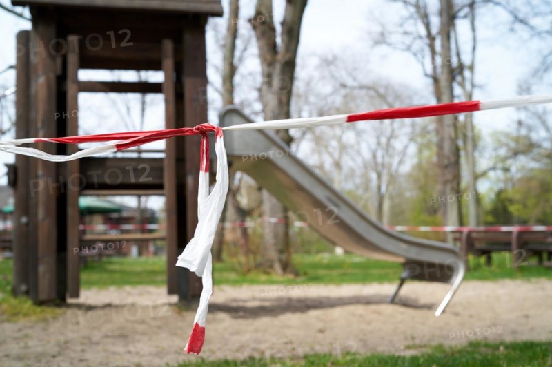Playground cordoned off in Magdeburg in Germany due to the corona pandemic