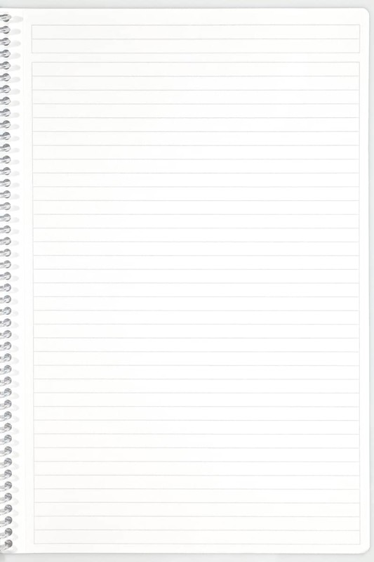 Spiral bound lined notebook page