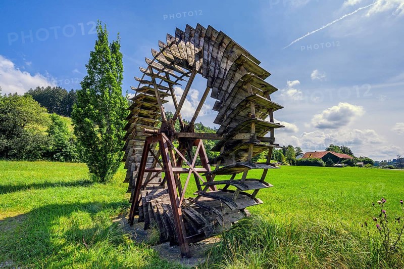 A waterwheel in Günztal, Allgäu, Bavaria, Germany, Europe