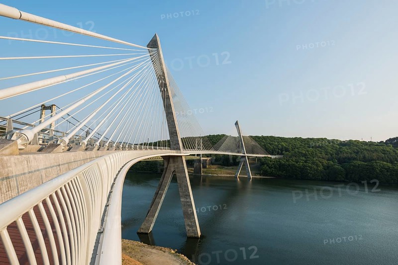 Pont de Terenez, suspension bridge over l'Aulne, Brittany, France, Europe