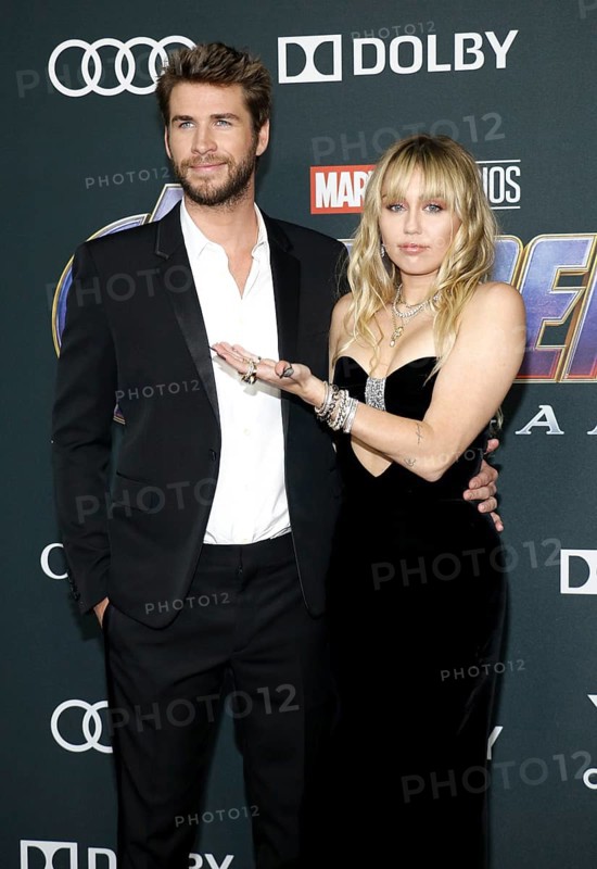 Liam Hemsworth and Miley Cyrus at the World premiere of 'Avengers: Endgame' held at the LA Convention Center in Los Angeles, USA on April 22, 2019