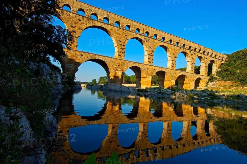 Pont du Gard, Roman aqueduct, Gardon river, Vers-Pont-du-Gard, Gard department, Provence, France, Europe