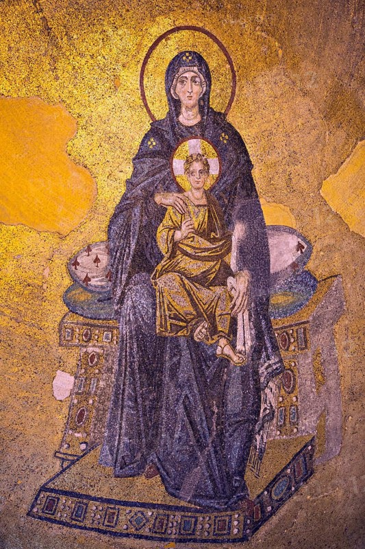 Virgin Mary and Christ Child, The Apsis Mosaic, Hagia Sophia, Istanbul, Turkey, Asia