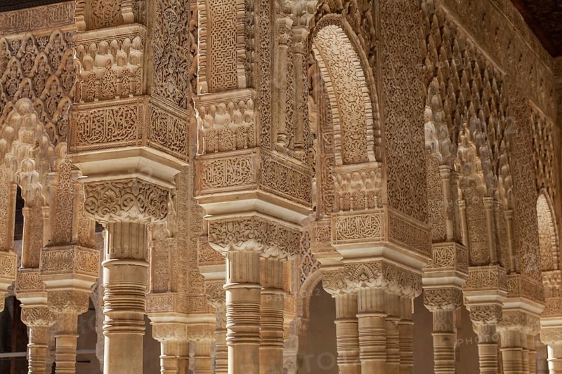 Moresque ornaments from Alhambra Islamic Royal Palace, Granada, Spain. 16th century