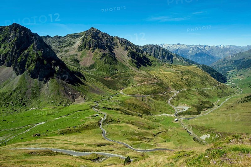Barèges valley, view from street pass Col du Tourmalet, Hautes Pyrenees, France, Europe