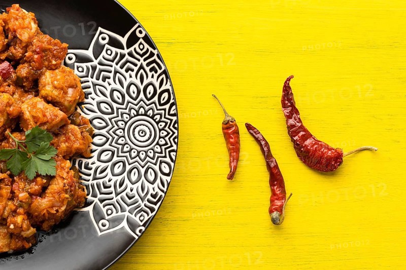 Flat lay indian food peppers