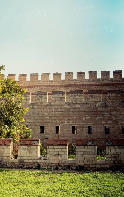 The ancient city walls of Constantinople in Istanbul, Turkey, Asia