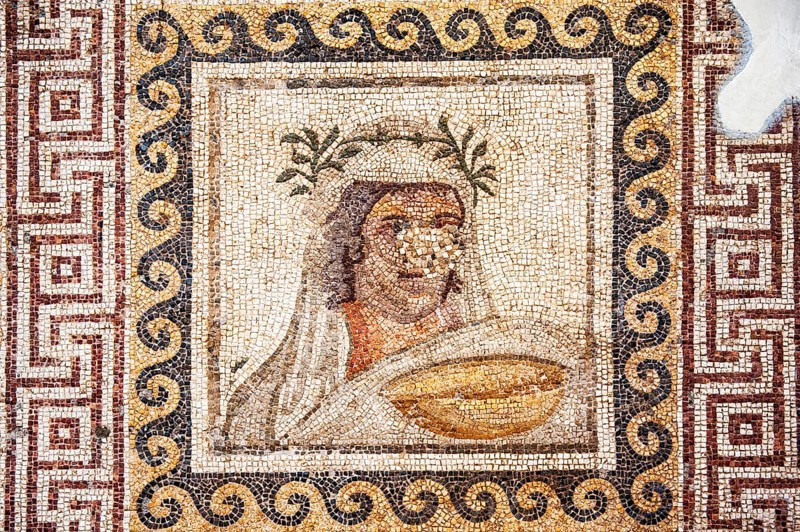 Narcissus mosaic, 2nd century AD, Archaeological Museum, Antioch, Narcissus, Narcissus, from Yakto, Daphne, Hatay Archaeological Museum, Antakya, Hatay, Turkey, Asia