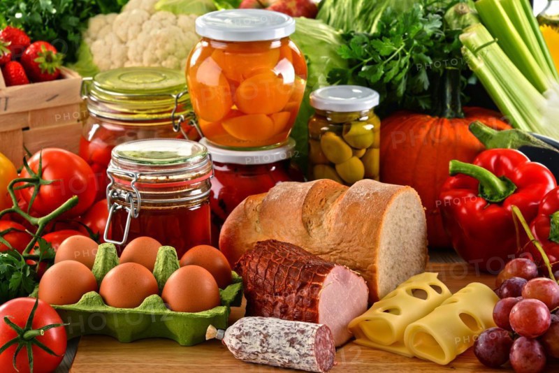 Composition with variety of organic food. Balanced diet