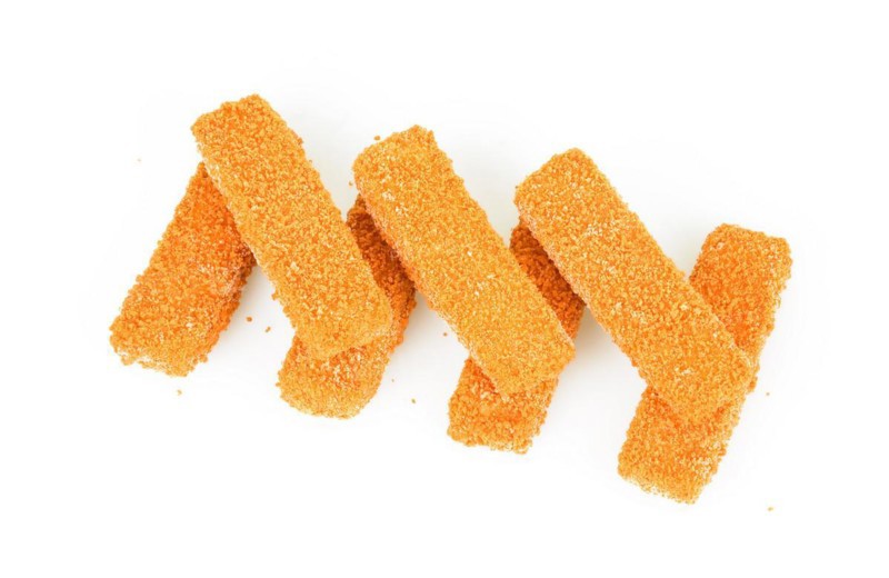 Heap of Raw Fish Sticks Isolated on White Background