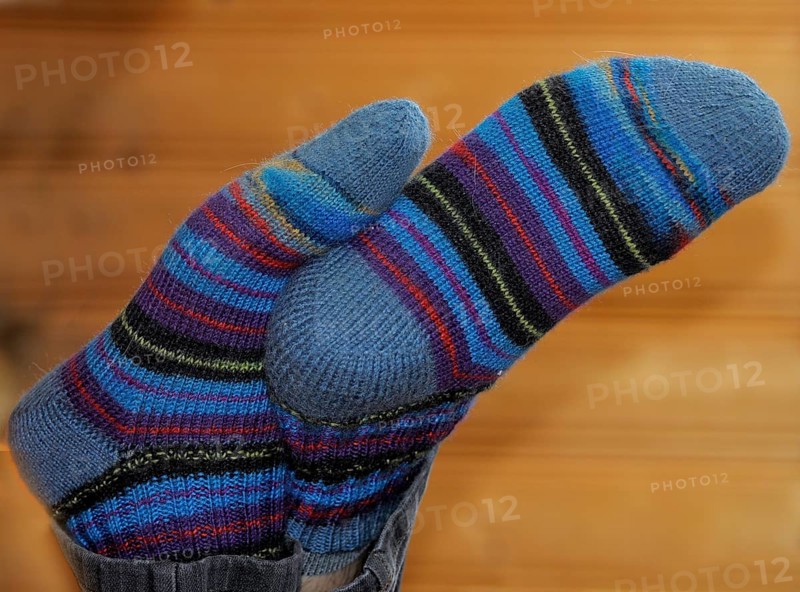 Men, feet with wool socks
