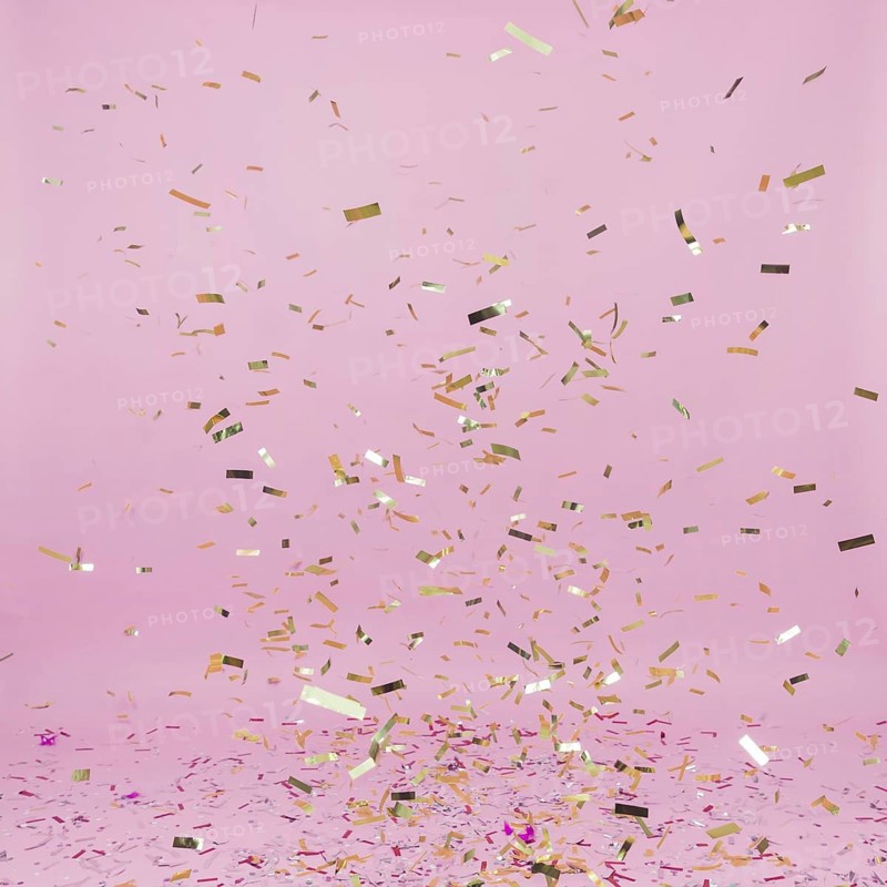 Falling golden confetti pink background. Resolution and high quality beautiful photo