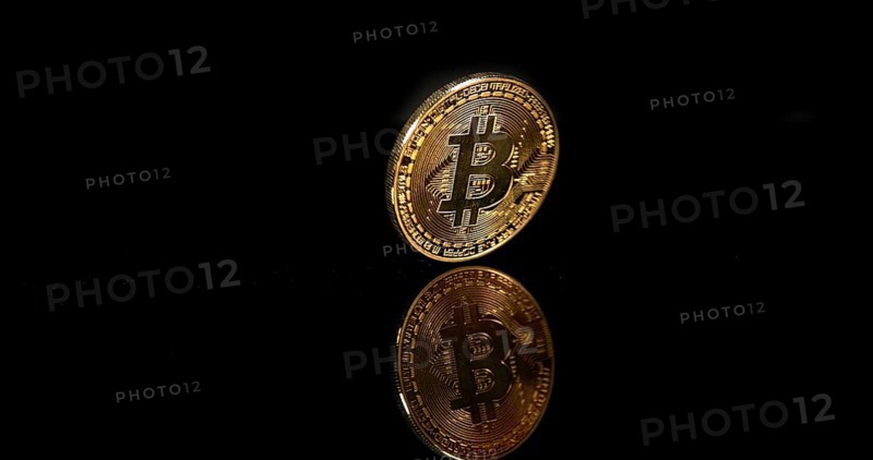 Bitcoins on Black Background