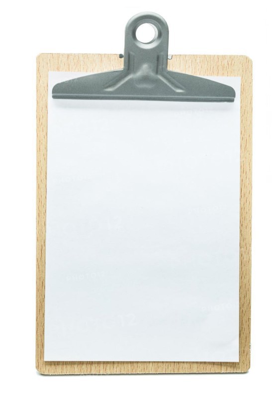 Clipboard insulated with white sheet of paper