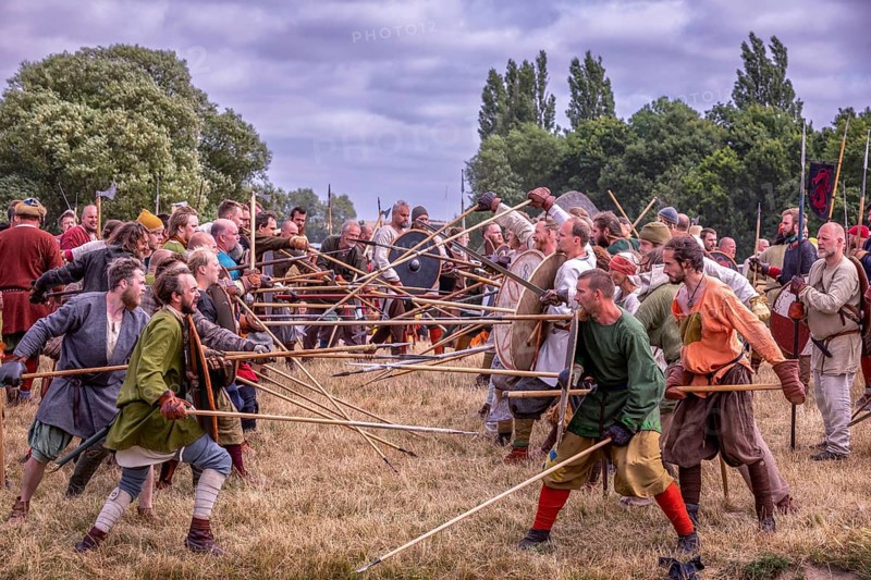 Viking battle, Trelleborg Vikings Festival, Trelleborg, Denmark, Europe