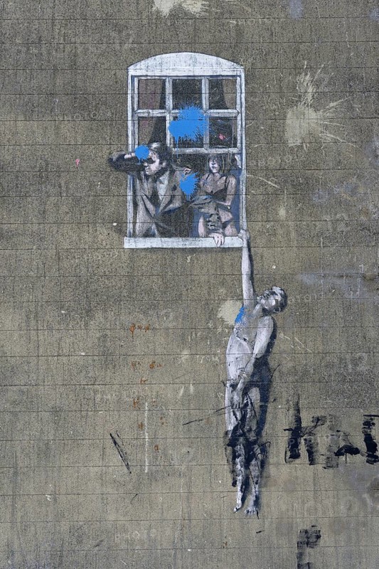 Banksy Mural, Well hung lover (2006), Bristol, Great Britain