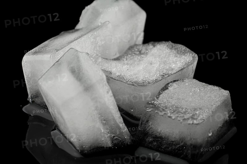 Pile ice cubes front view