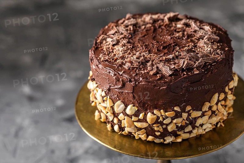 High angle delicious chocolate cake concept 2