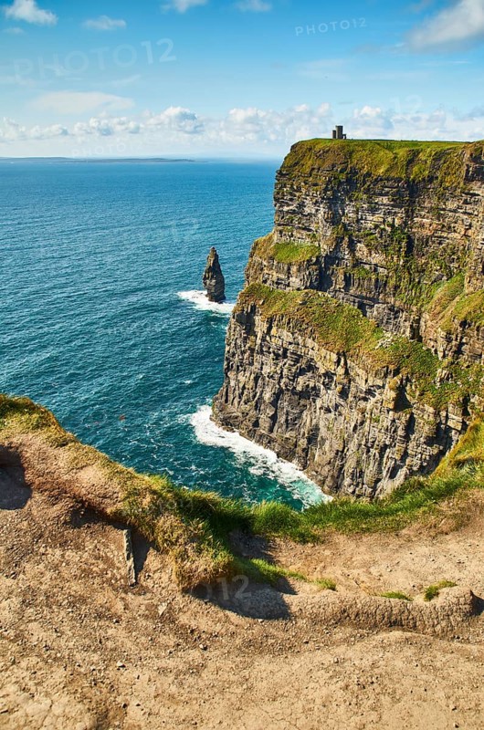 View at O' Brien's Tower at Cliffs of Moher, Famous tourist destination in Ireland