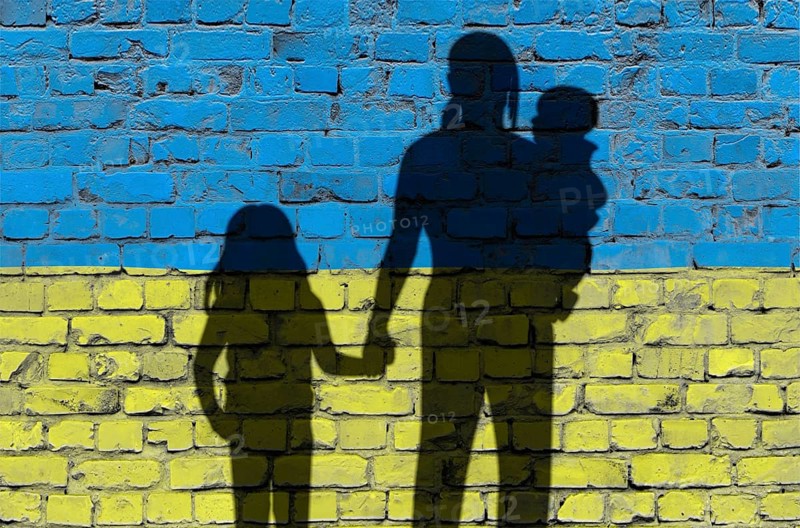 Symbolic image on the subject of war refugees from Ukraine